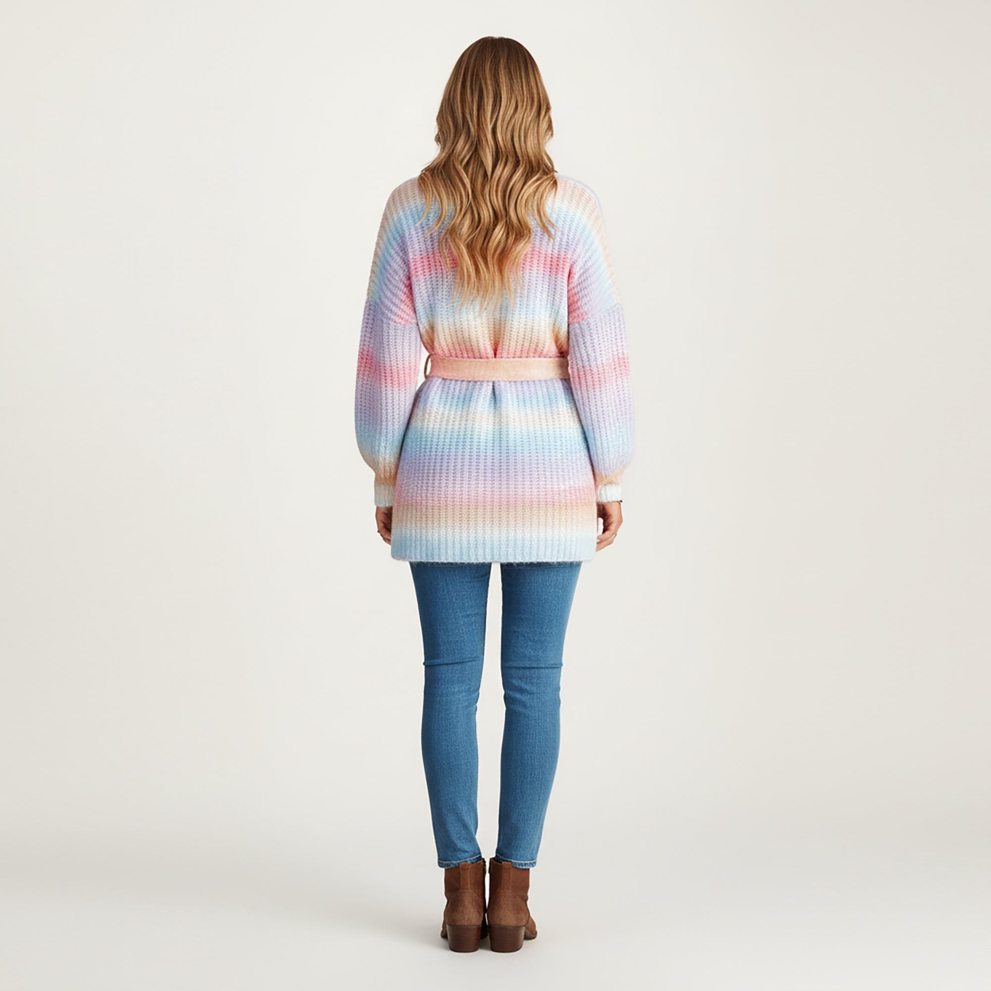 Anna-Kaci Women's Long Sleeve Soft Knit Open Front Cardigan with Ribbed Texture, Relaxed Draped Fit and Cozy Balloon Sleeves