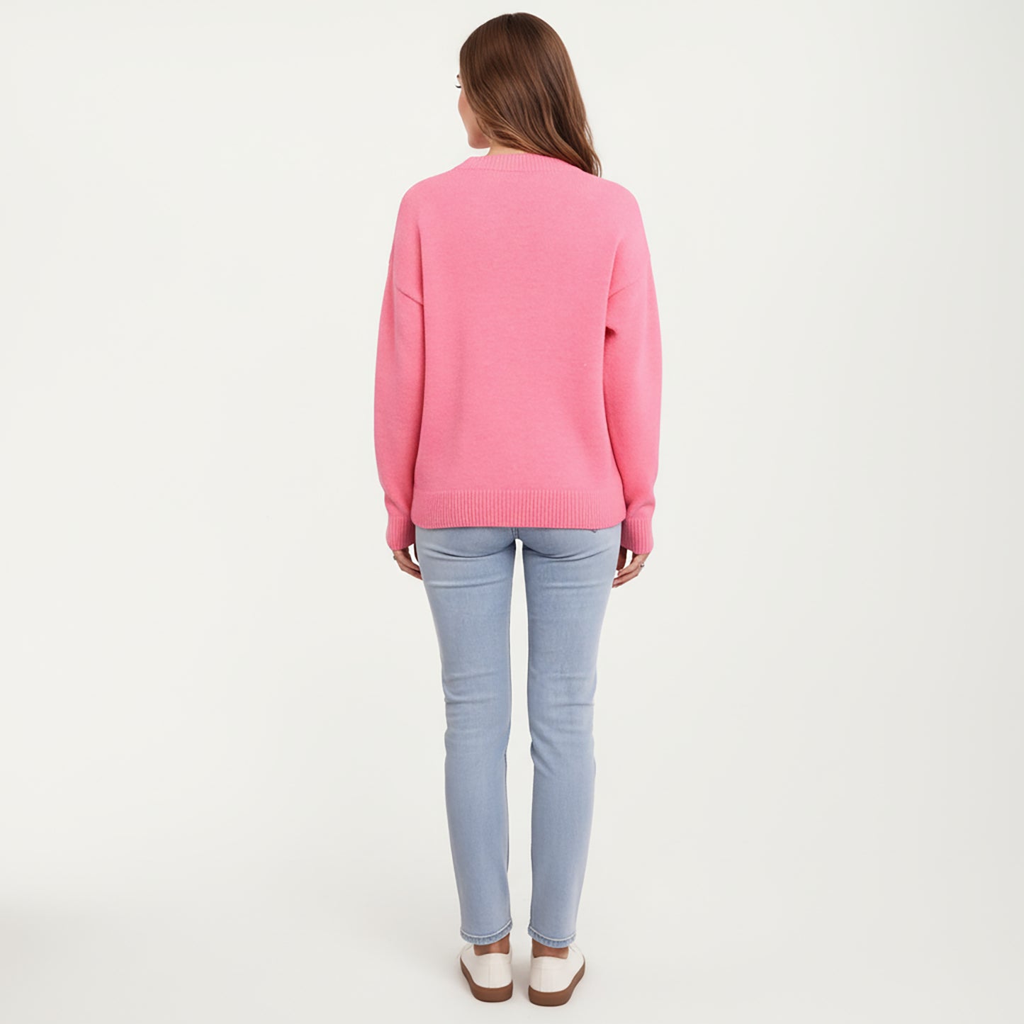 Anna-Kaci Women's Cherry Graphic Fuzzy Knit Sweater with Textured Soft Feel Ribbed Crew Neckline and Relaxed Long Sleeve Fit