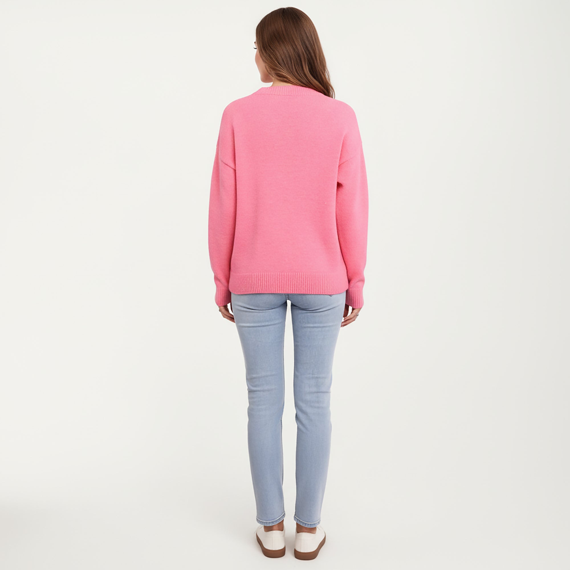 Anna-Kaci Women's Cherry Graphic Fuzzy Knit Sweater with Textured Soft Feel Ribbed Crew Neckline and Relaxed Long Sleeve Fit