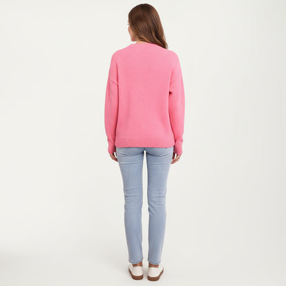 Anna-Kaci Women's Cherry Graphic Fuzzy Knit Sweater with Textured Soft Feel Ribbed Crew Neckline and Relaxed Long Sleeve Fit