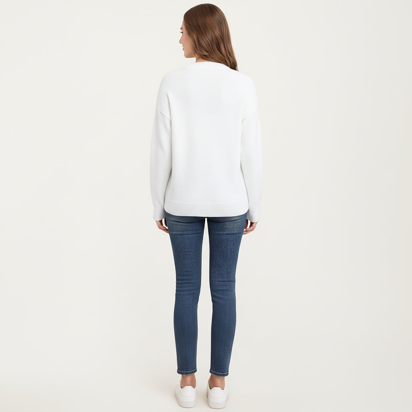 Anna-Kaci Women's Cherry Graphic Fuzzy Knit Sweater with Textured Soft Feel Ribbed Crew Neckline and Relaxed Long Sleeve Fit