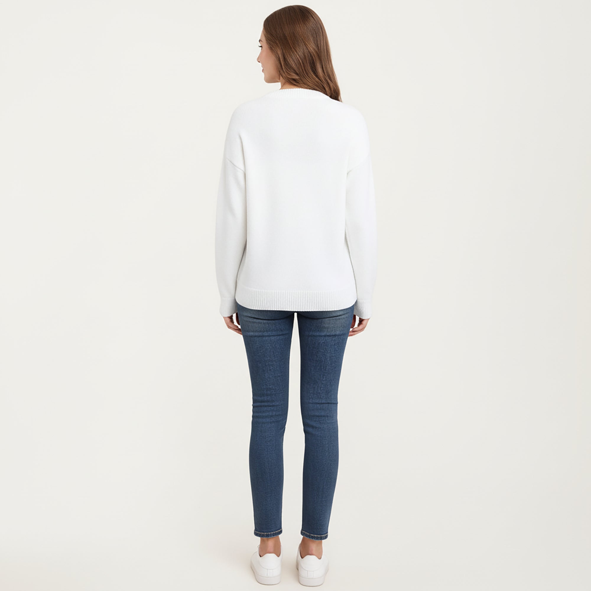Anna-Kaci Women's Cherry Graphic Fuzzy Knit Sweater with Textured Soft Feel Ribbed Crew Neckline and Relaxed Long Sleeve Fit
