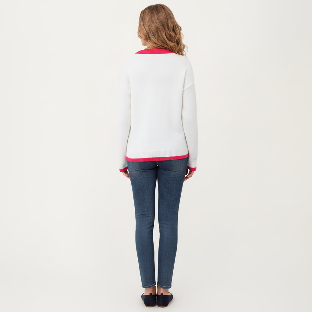 Anna-Kaci Women's Strawberry Graphic Knit Sweater with Cute Fruit Design Ribbed Crew Neckline and Relaxed Long Sleeve Fit