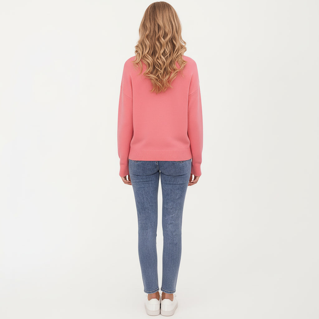 Anna-Kaci Women's Heart Bow Knit Sweater with Playful Graphic Design, Soft Crew Neck Fit and Cozy Long Sleeve Detailing