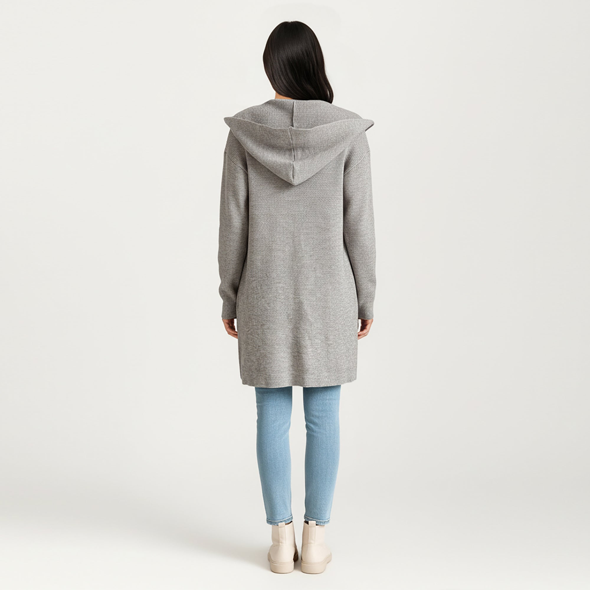 Anna-Kaci Women's Long Sleeve Knit Cardigan with Open Front Design, Relaxed Hood Detail and Soft Textured Fabric