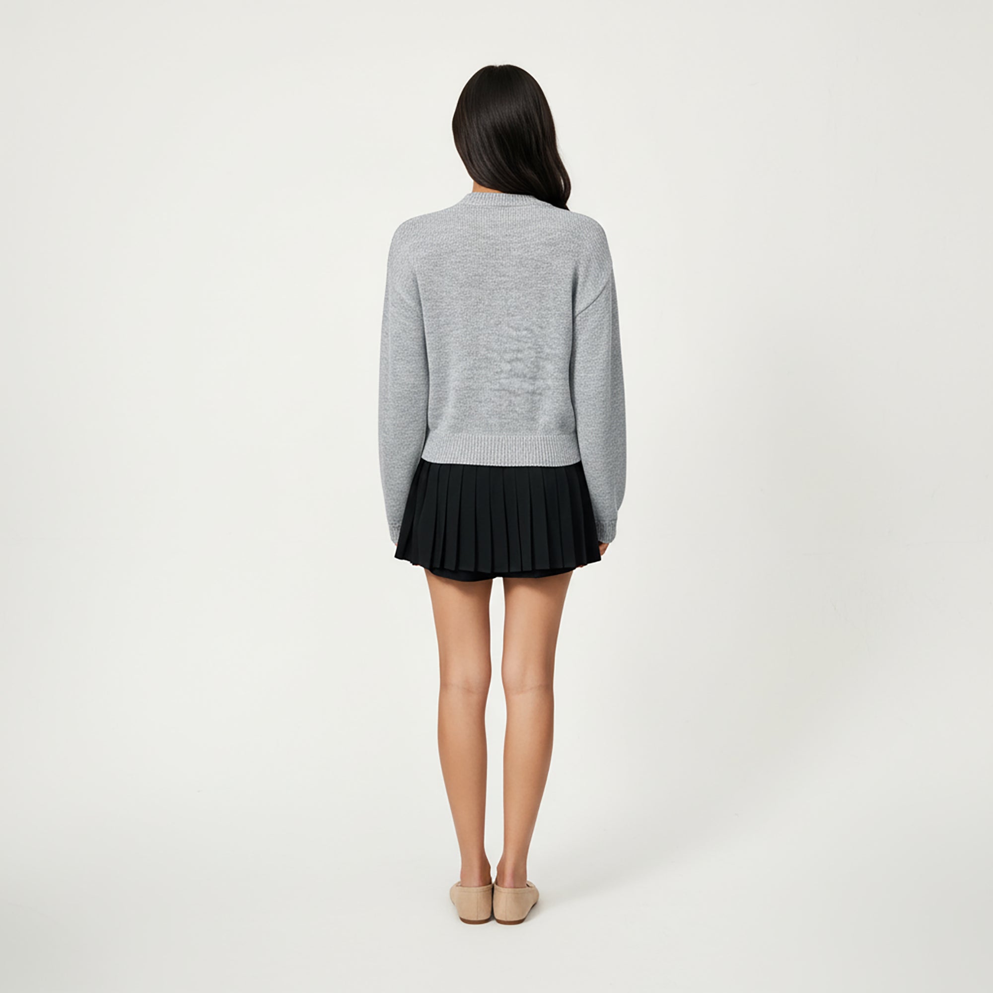 Anna-Kaci Women's Long Sleeve Knit Top with Dimensional Ribbon Design and Soft Textured Fabric for Stylish Everyday Wear