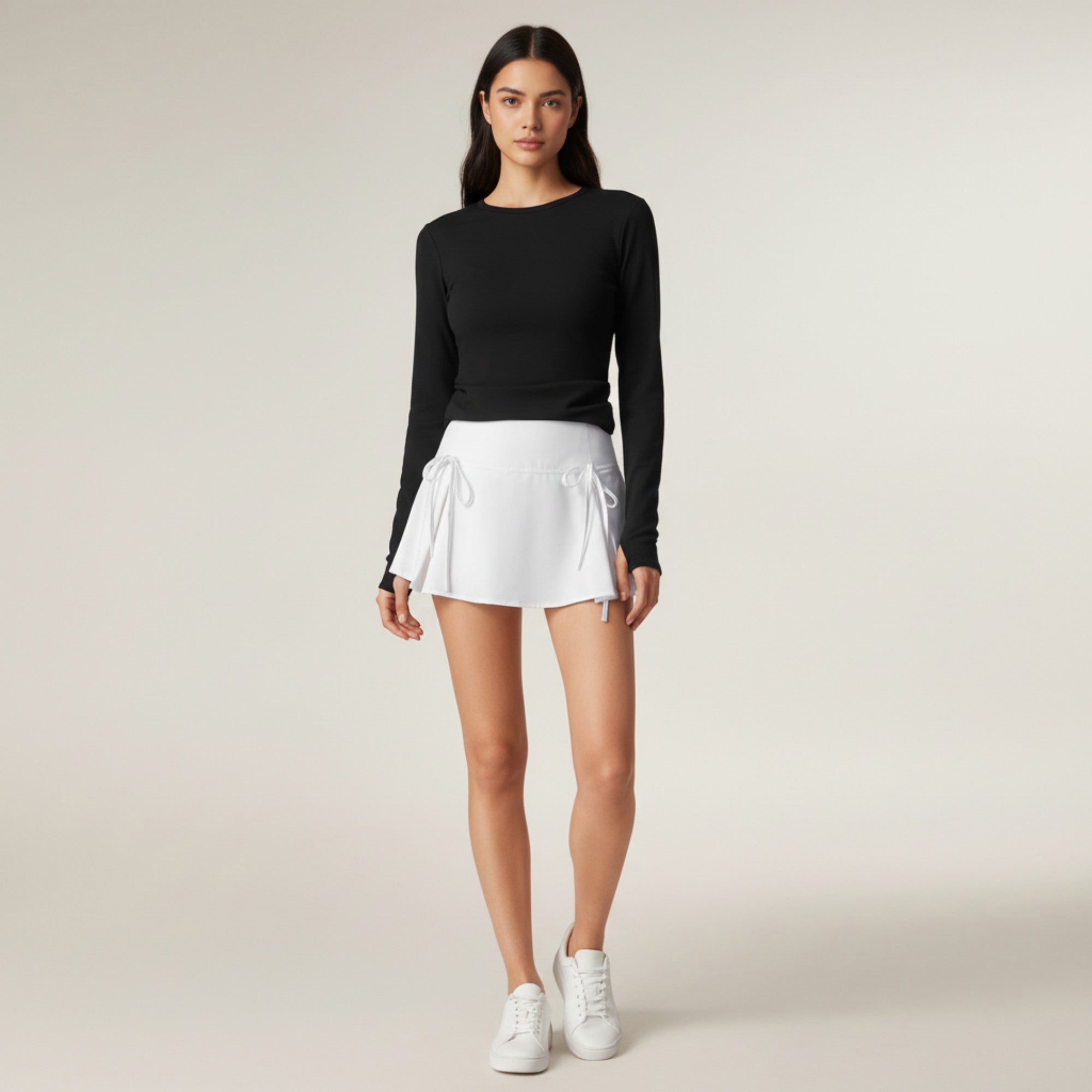 Anna-Kaci Women's Side-Tie Pleated Athletic Skort with Built-In Shorts and Smooth Stretch Fabric for Active Everyday Comfort