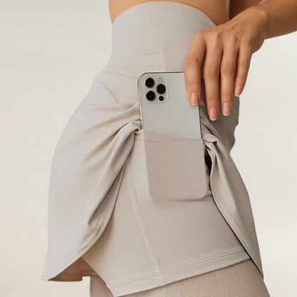 Anna-Kaci Active Women's Crossover Waist Athletic Skort with Built-In Shorts and Stretch Performance Fabric