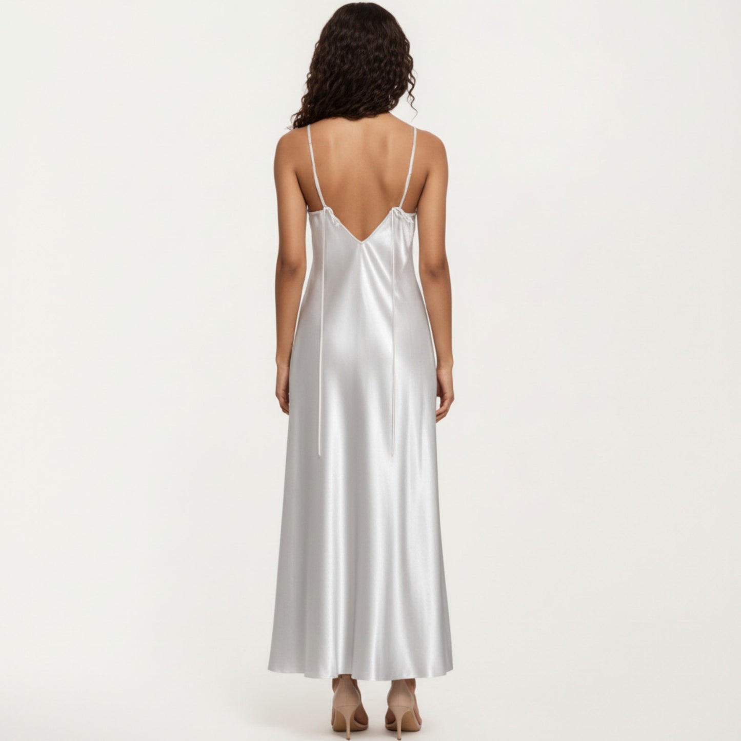 Anna-Kaci Lounge Women's Strapless Midi Slip Dress with Floral Appliqu¨¦ Halter Detail and Sleek Smooth Silhouette