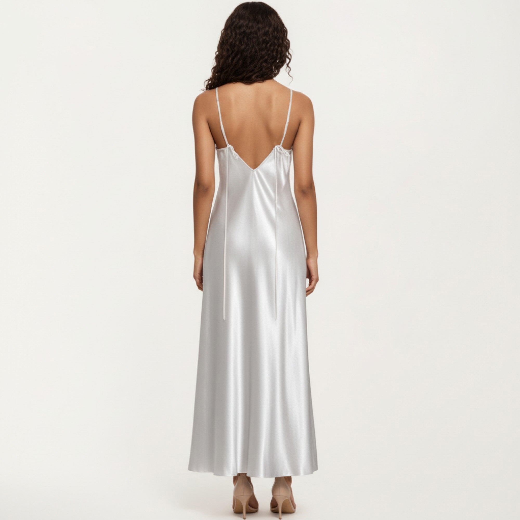 Anna-Kaci Lounge Women's Strapless Midi Slip Dress with Floral Appliqu¨¦ Halter Detail and Sleek Smooth Silhouette