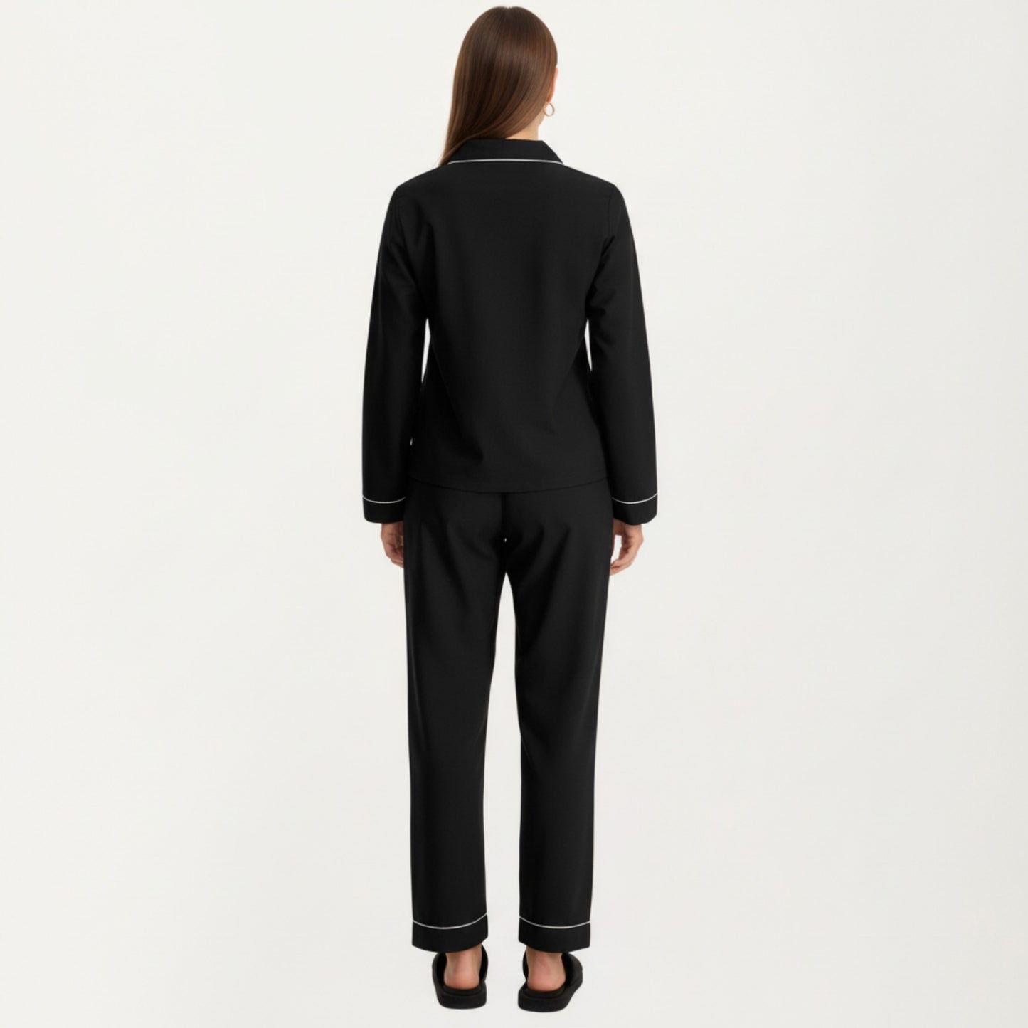 Anna-Kaci Lounge Women's Long Sleeve Pajama Set with Soft Notched Collar Button Front Top and Relaxed Straight-Leg Pants