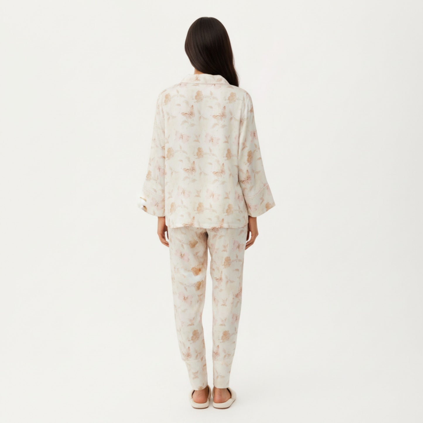 Anna-Kaci Lounge Women's 2-Piece Set Floral Print Button Front Pajama Top with Wide Cuff Sleeves and Matching Relaxed Fit Pants