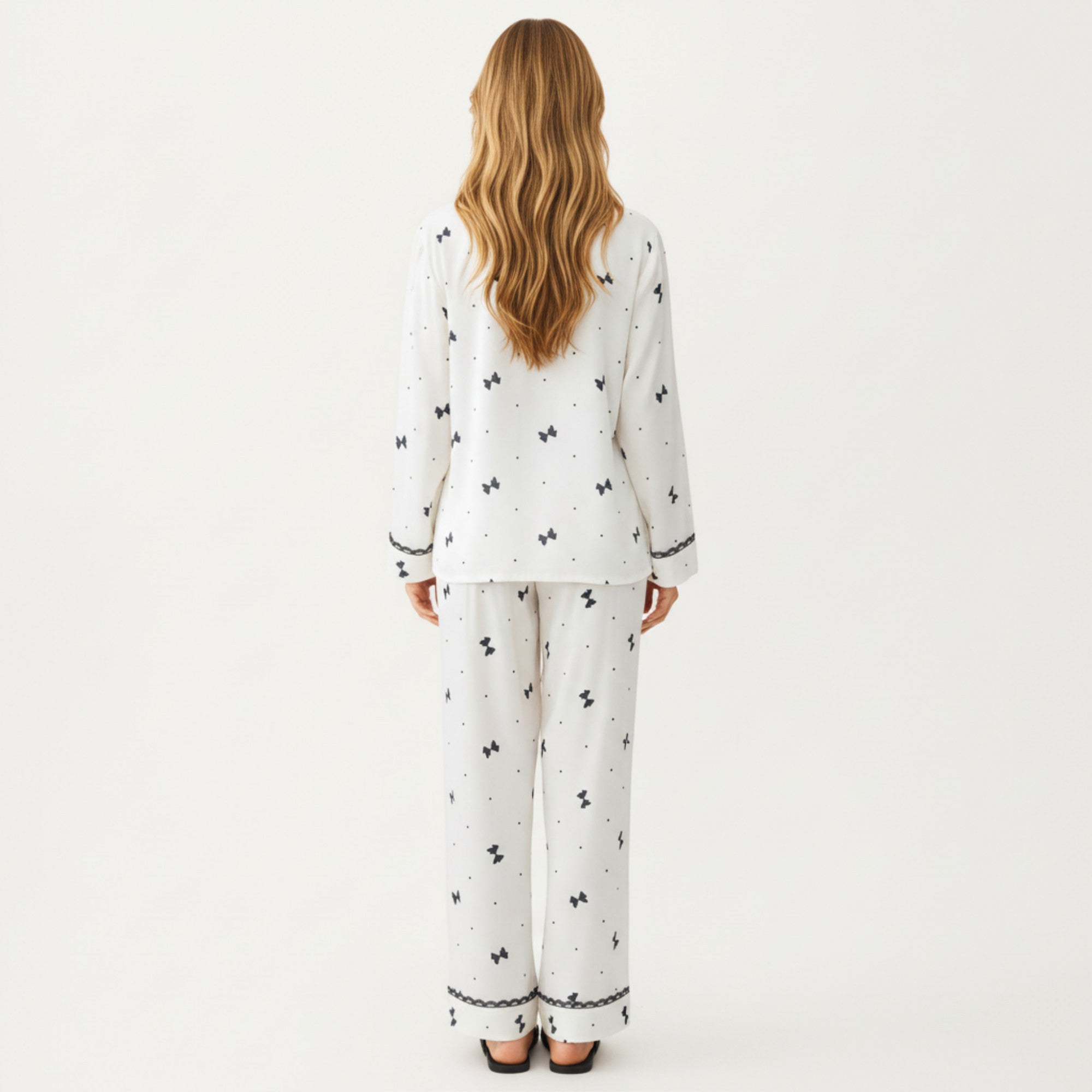 Anna-Kaci Lounge Women's 2-Piece Set Printed Button Front Pajama Top with Contrast Trim and Matching Relaxed Fit Elastic Waist Pants