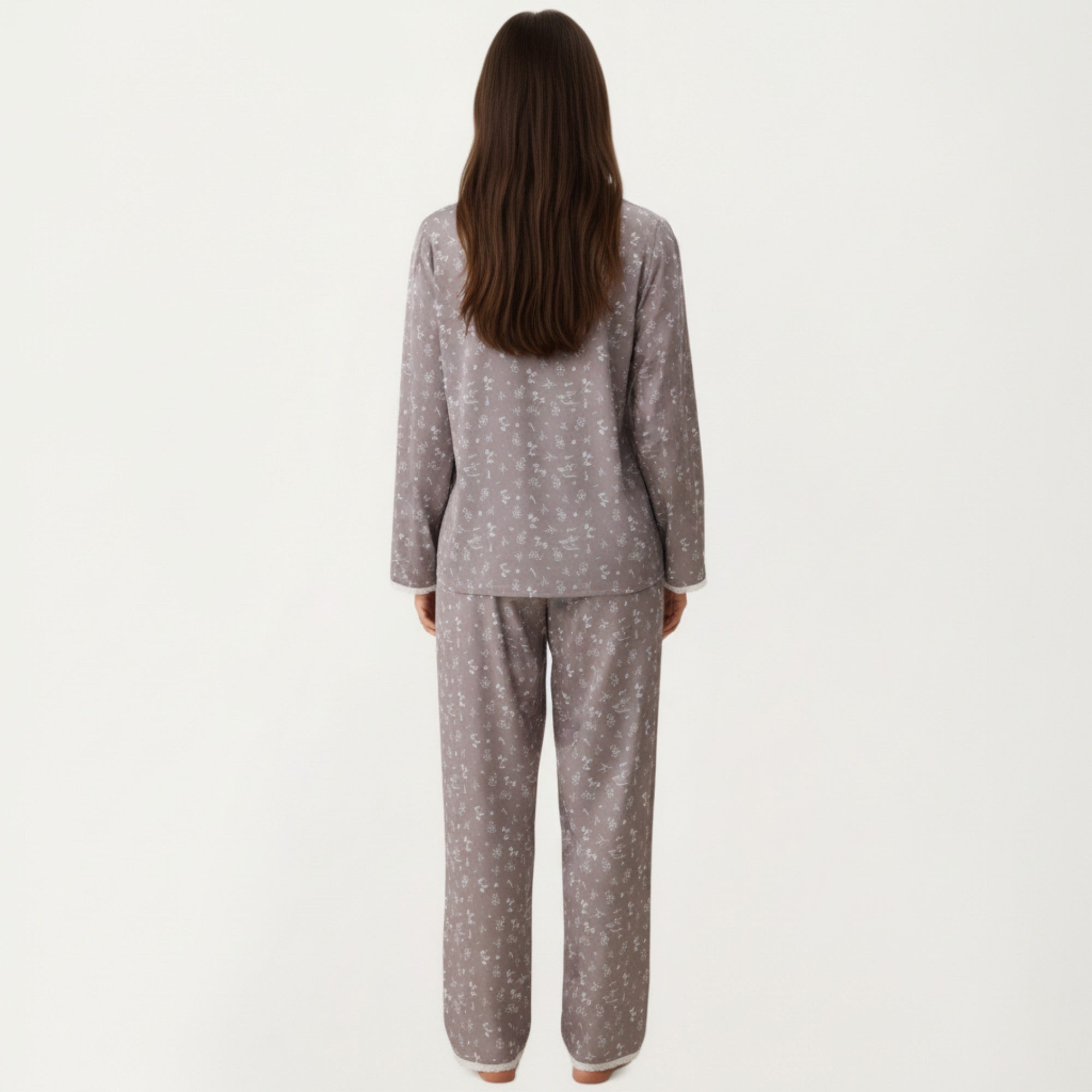 Anna-Kaci Lounge Women's 2-Piece Set Floral Print Pajama Top with Button Front and Trim Details Paired with Matching Pants