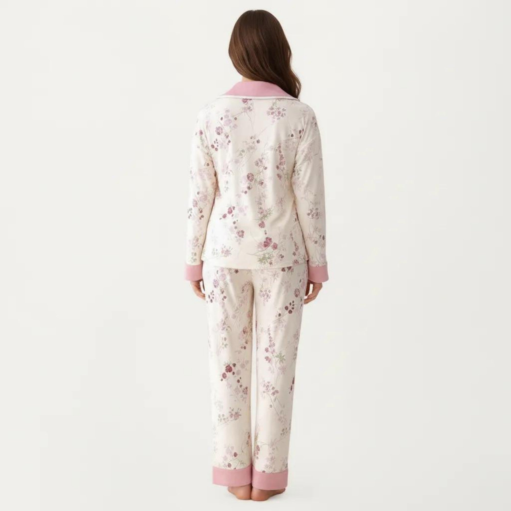 Anna-Kaci Women's 2-Piece Set Floral Wrap Front Pajama Top with Long Sleeves and Matching Relaxed Fit Pants