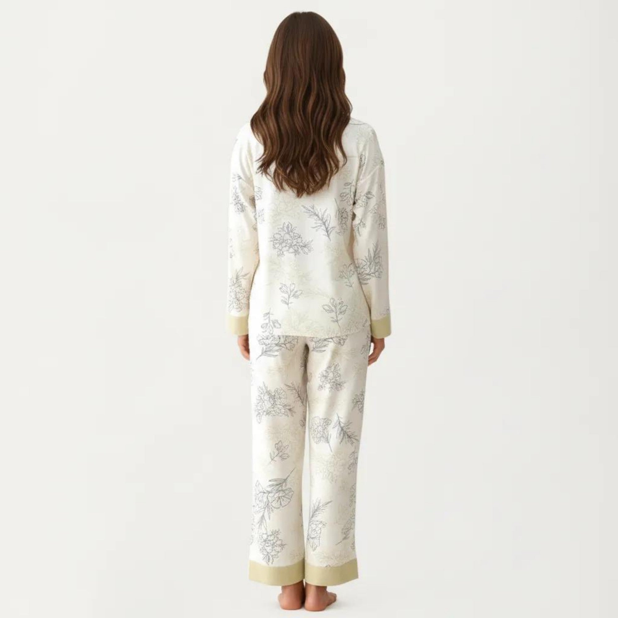 Anna-Kaci Women's 2-Piece Set Floral Wrap Front Pajama Top with Long Sleeves and Matching Relaxed Fit Pants