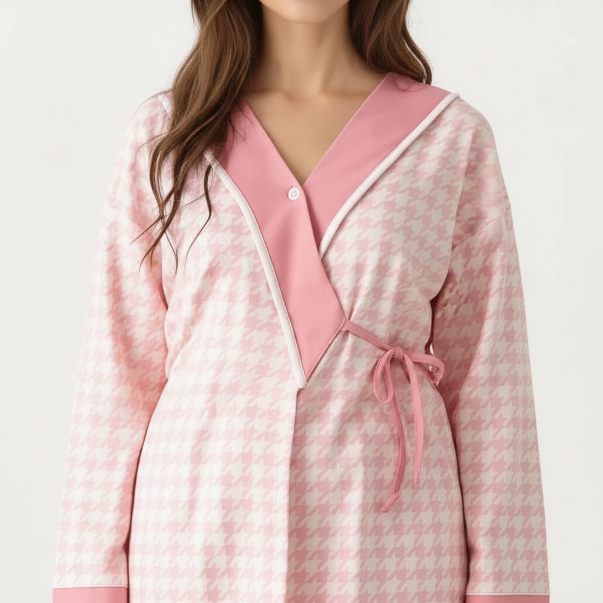 Anna-Kaci Women's 2-Piece Set Floral Wrap Front Pajama Top with Long Sleeves and Matching Relaxed Fit Pants