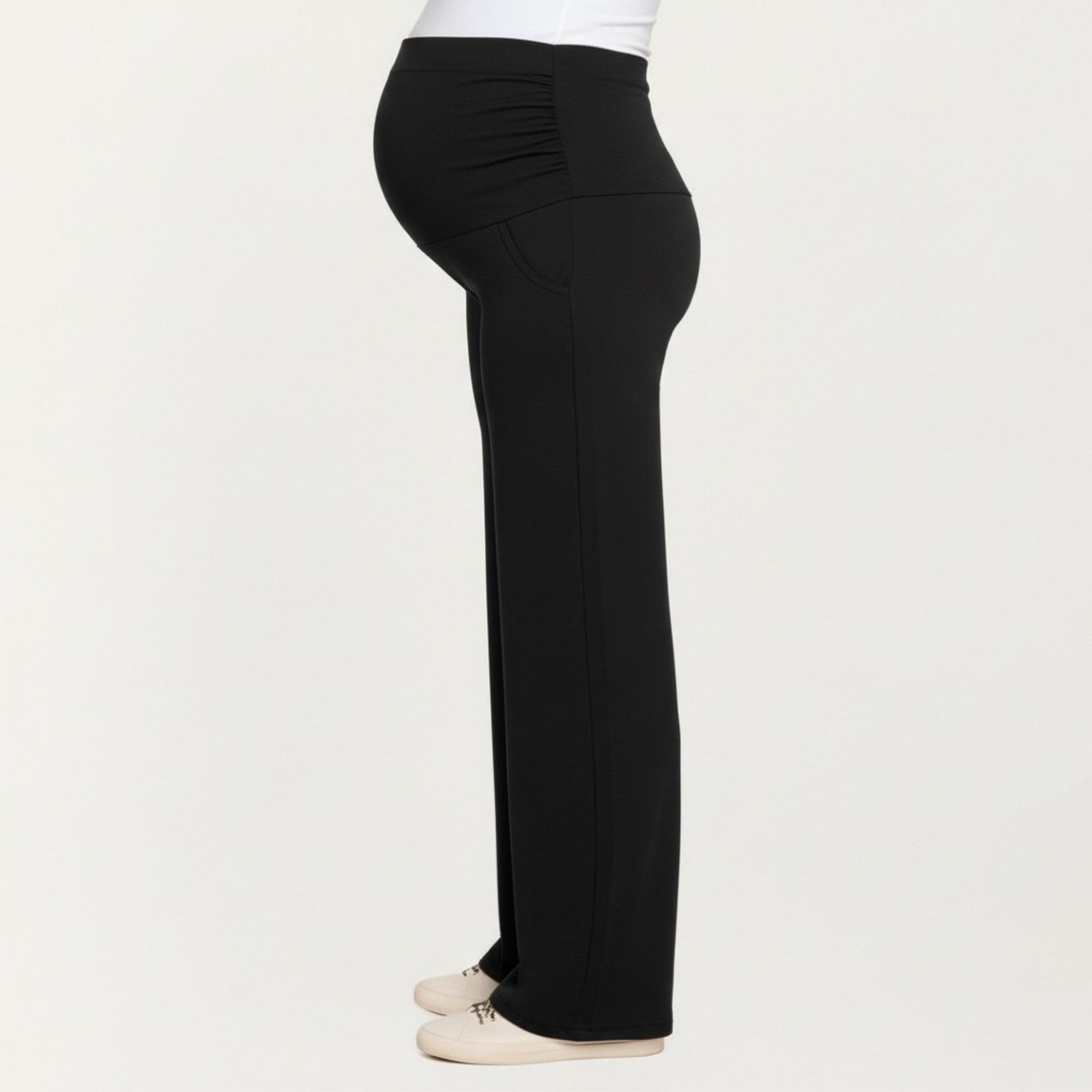 Anna-Kaci Women's High Waist Maternity Lounge Pants with Over-Belly Support and Relaxed Straight Leg Fit