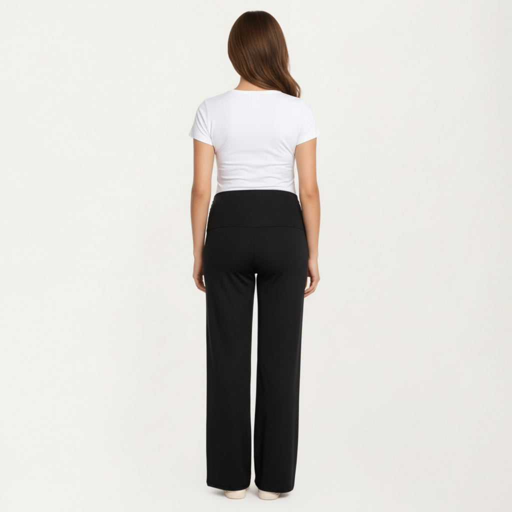 Anna-Kaci Women's High Waist Maternity Lounge Pants with Over-Belly Support and Relaxed Straight Leg Fit