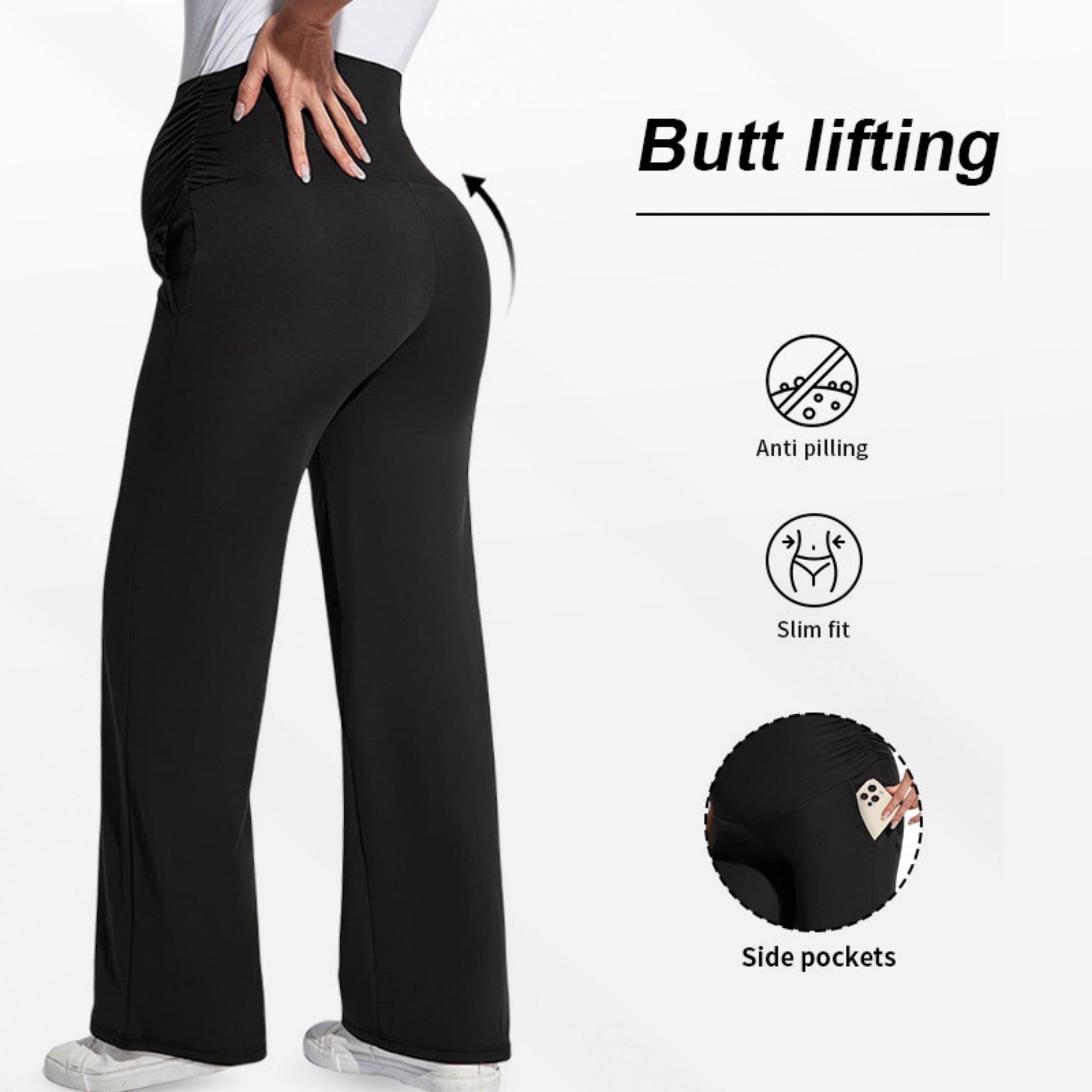 Anna-Kaci Women's High Waist Maternity Lounge Pants with Over-Belly Support and Relaxed Straight Leg Fit