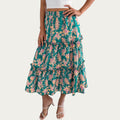 Anna-Kaci Women¡¯s Floral Print Tiered Skirt with Ruffled Detailing for Flattering Fit and Feminine Elegance