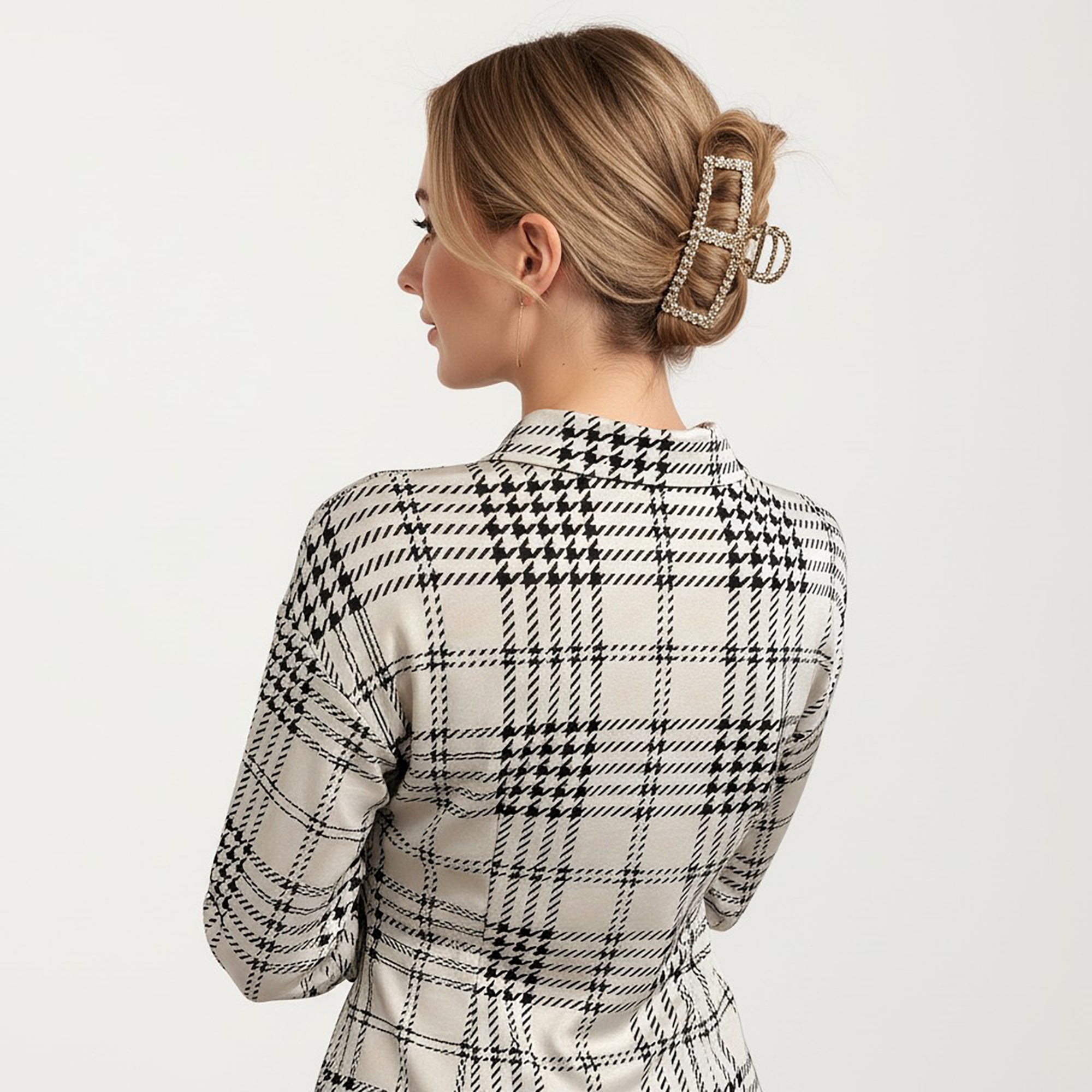 Anna-Kaci Women's Plaid Long Sleeve Shirt Dress with Button Front and Waist Seaming