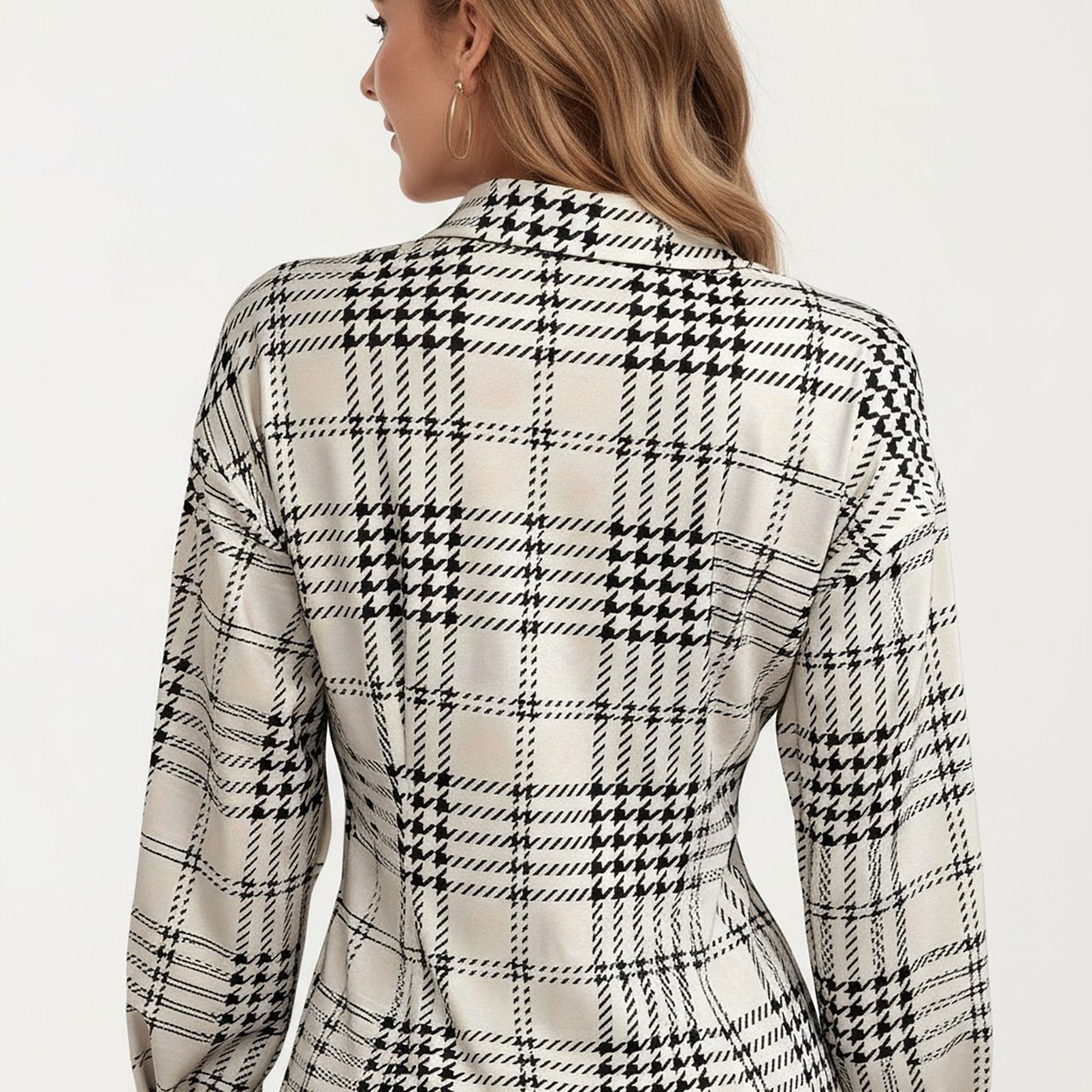 Anna-Kaci Women's Plaid Long Sleeve Shirt Dress with Button Front and Waist Seaming