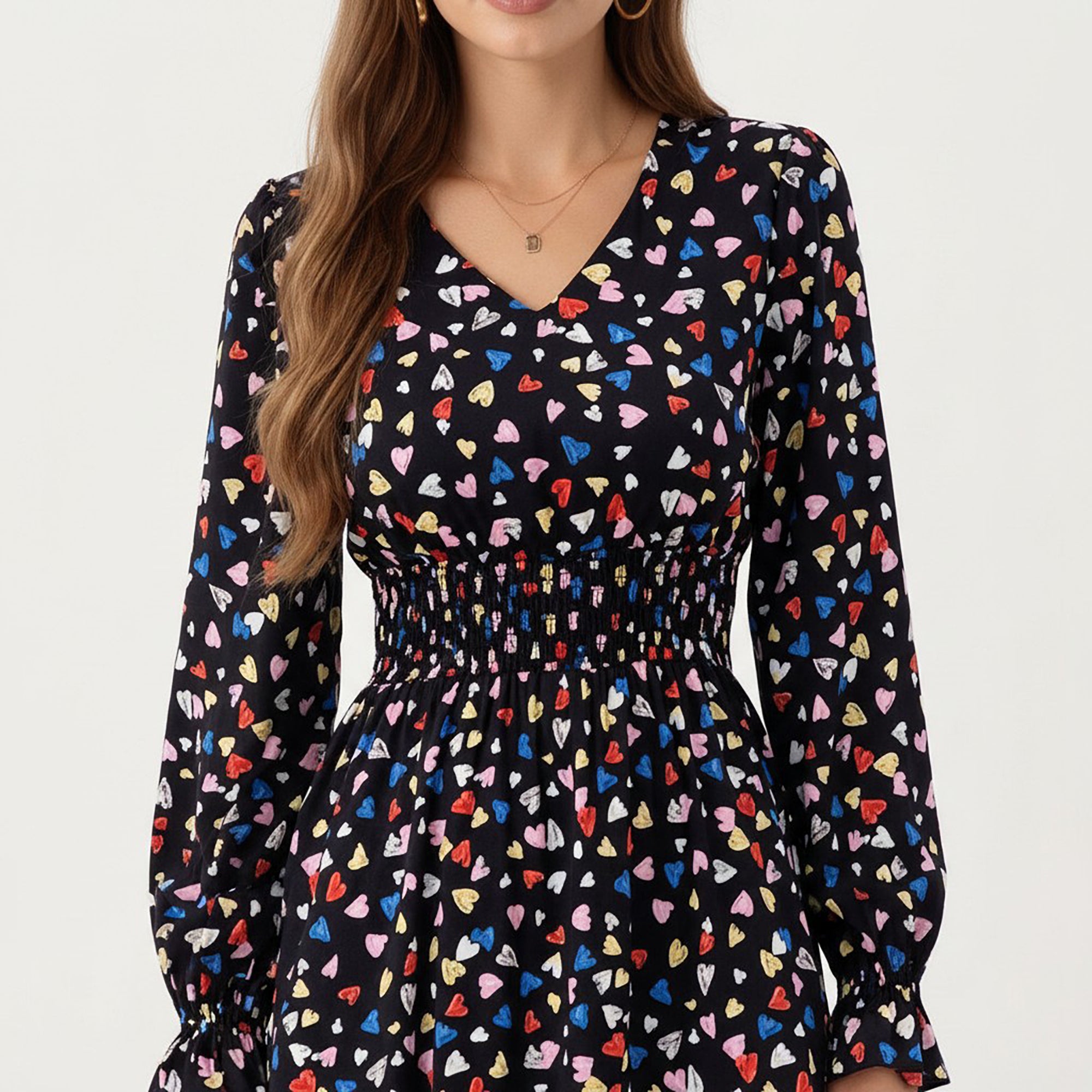 Anna-Kaci Women's Floral Long Sleeve Maxi Dress with V Neckline and Ruffle Cuffs