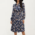 Anna-Kaci Women¡¯s Paisley Print Pleated Shirt Dress with Tie Waist and Long Sleeves for a Flattering Fit
