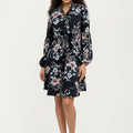 Anna-Kaci Women¡¯s Floral Print Shirt Dress with Tie Waist and Long Sleeves