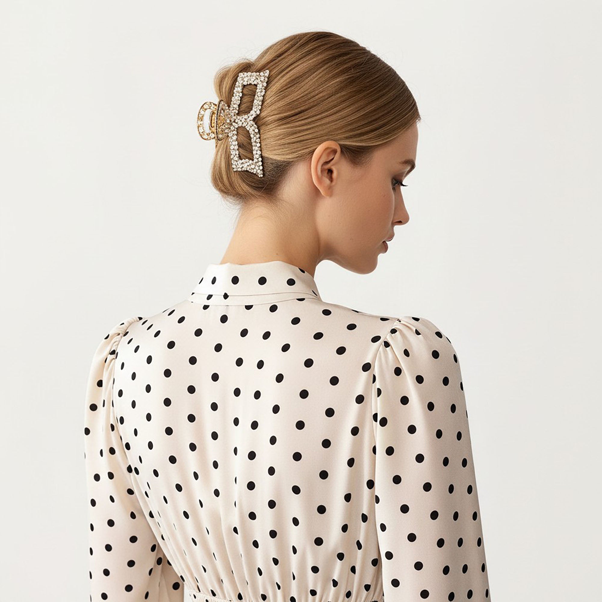 Anna-Kaci Women¡¯s Polka Dot Long Sleeve Dress with Bow Tie Neckline