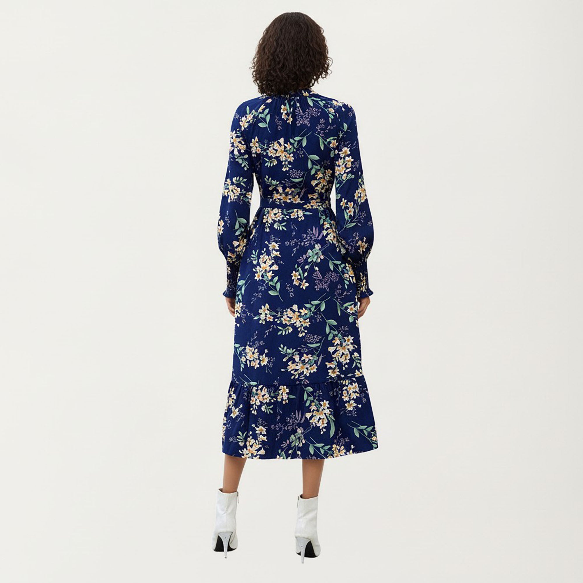 Anna-Kaci Women¡¯s Floral Print Dress with V-Neckline, Long Sleeves, and Waist Tie