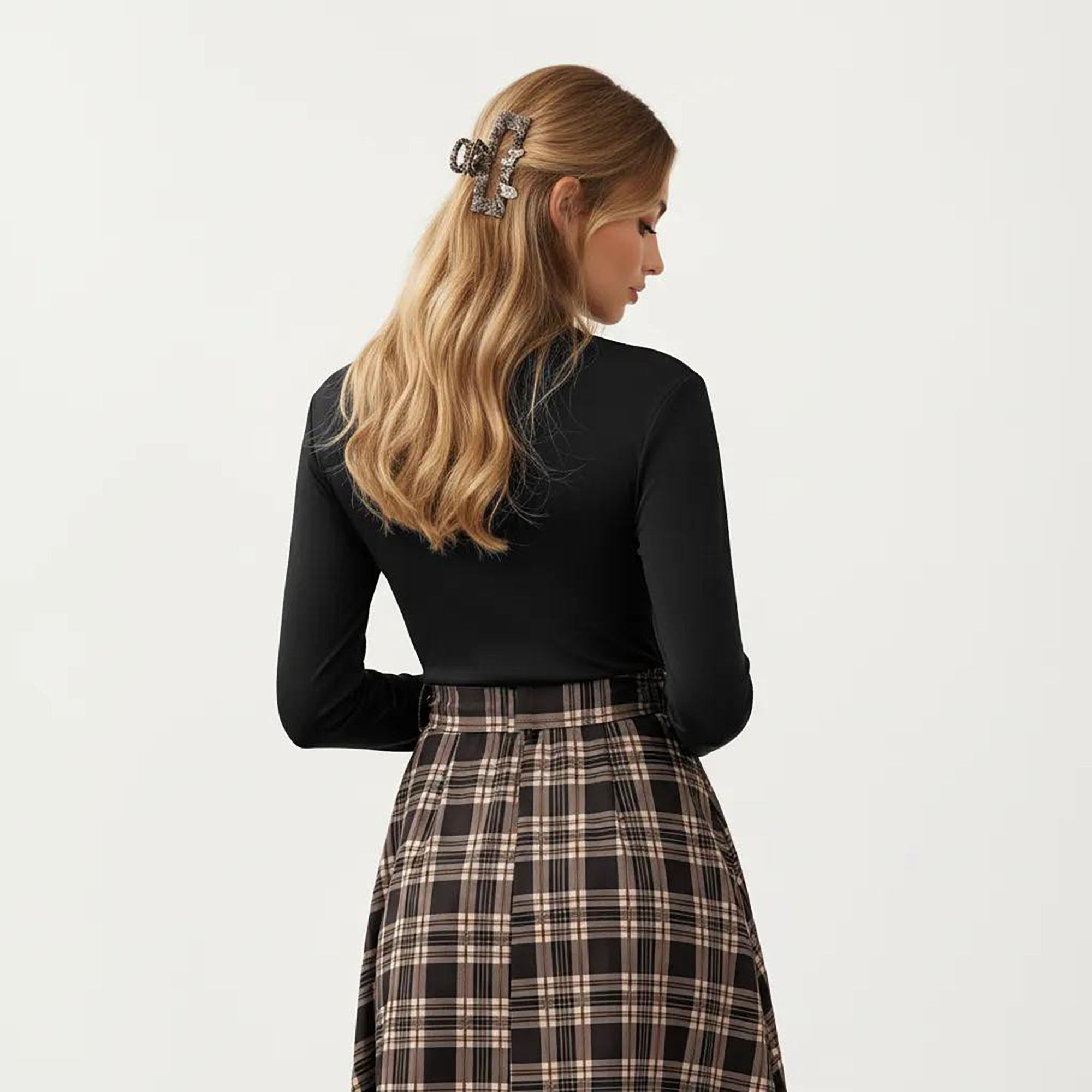 Anna-Kaci Women¡¯s Long Sleeve Turtleneck Plaid Dress with Waist Tie
