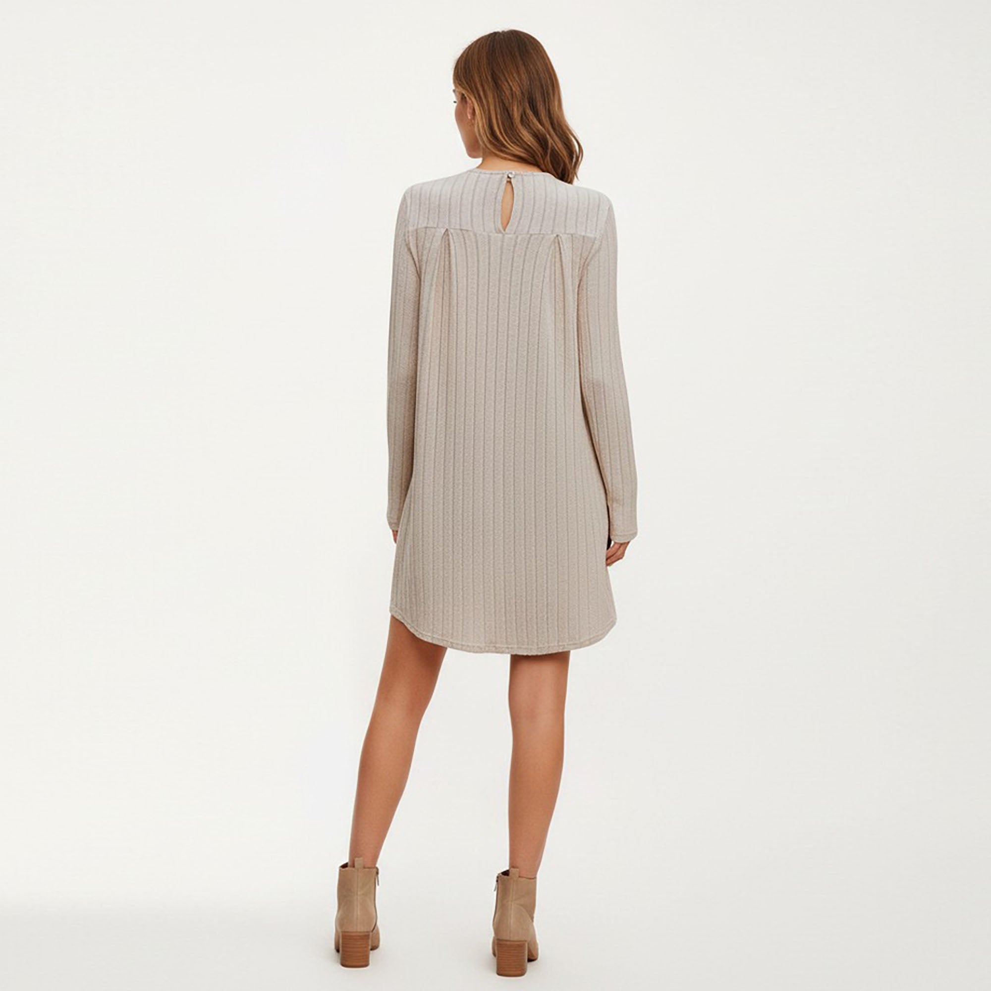 Anna-Kaci Women¡¯s Long Sleeve Pleated Dress with Vertical Stripes