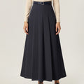Anna-Kaci Women's High Waist Pleated Midi Skirt with Belted Waistband and Flowing A-Line Shape