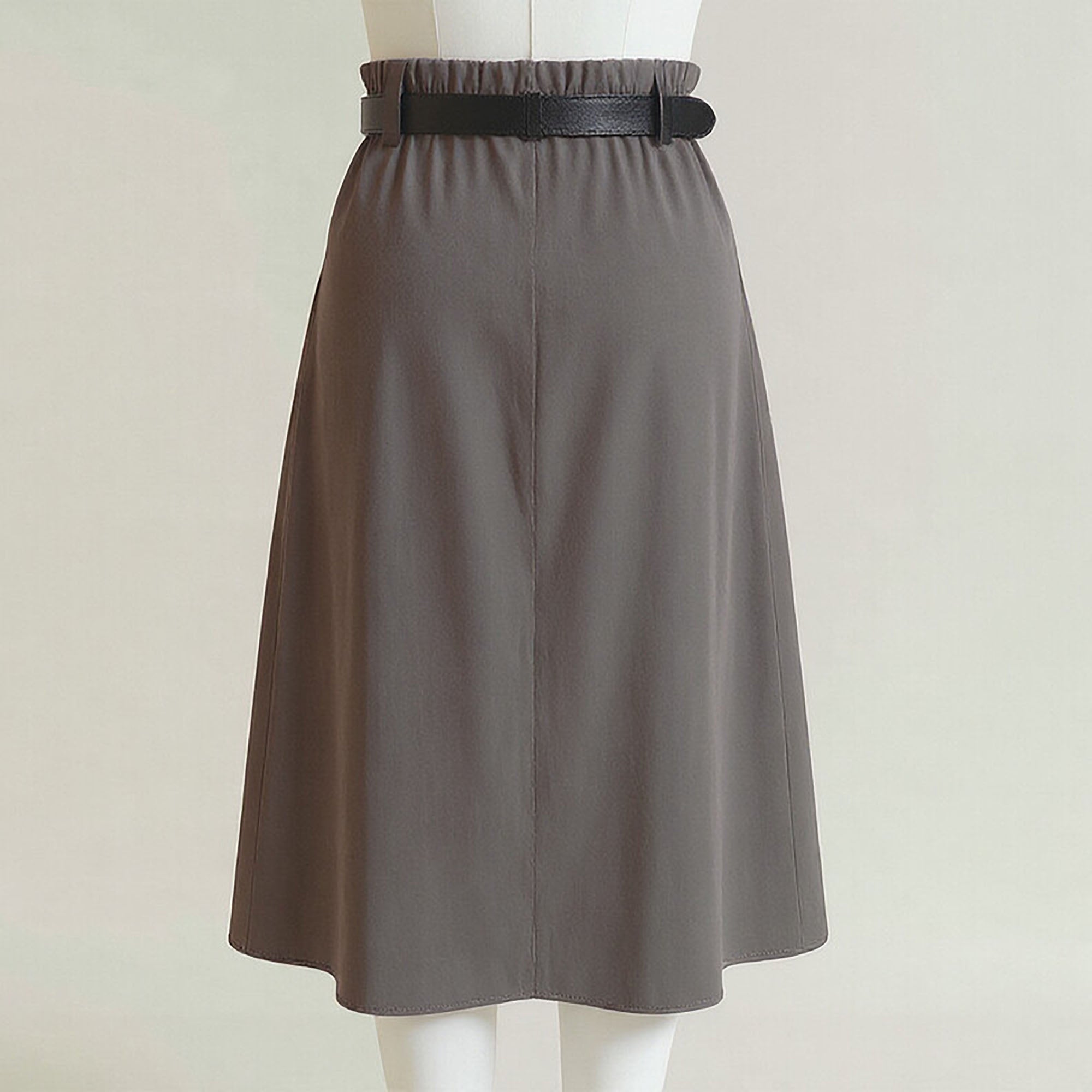 Anna-Kaci Women's High Waist Pleated Midi Skirt with Belted Waistband and Flowing A-Line Shape