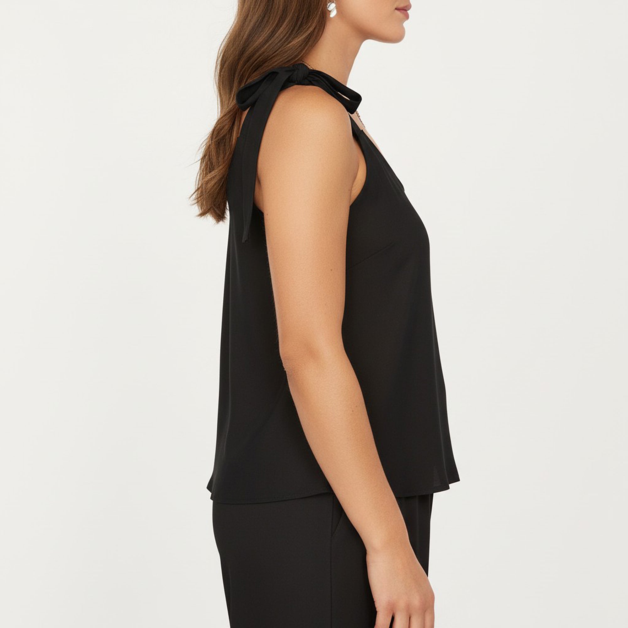 Anna-Kaci Women's Sleeveless Wide Leg Jumpsuit with Tie Shoulder Straps Relaxed Fit Silhouette and Flowing Pants