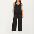 Anna-Kaci Women's Sleeveless Wide Leg Jumpsuit with Tie Shoulder Straps Relaxed Fit Silhouette and Flowing Pants