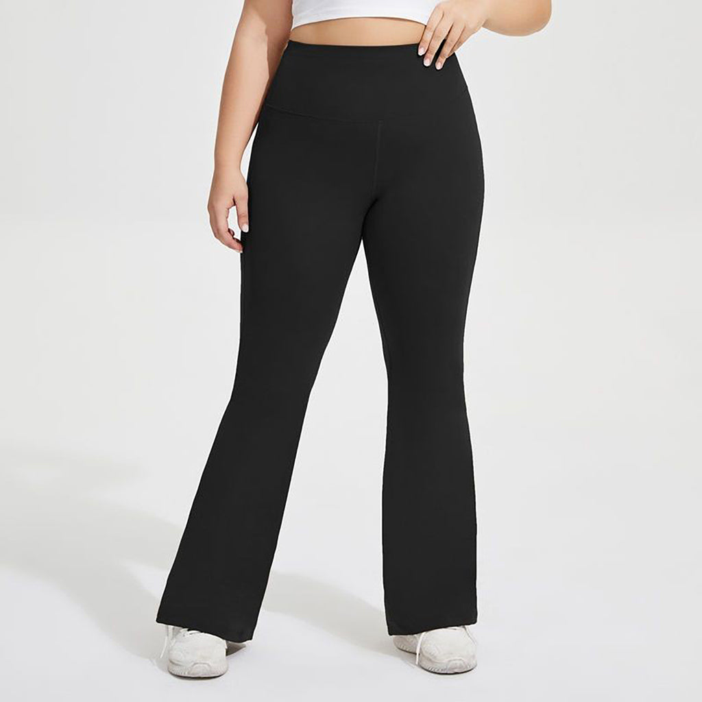 Anna-Kaci Women's High Waist Flare Leggings with Wide Waistband Stretch Fit and Subtle Bootcut Silhouette