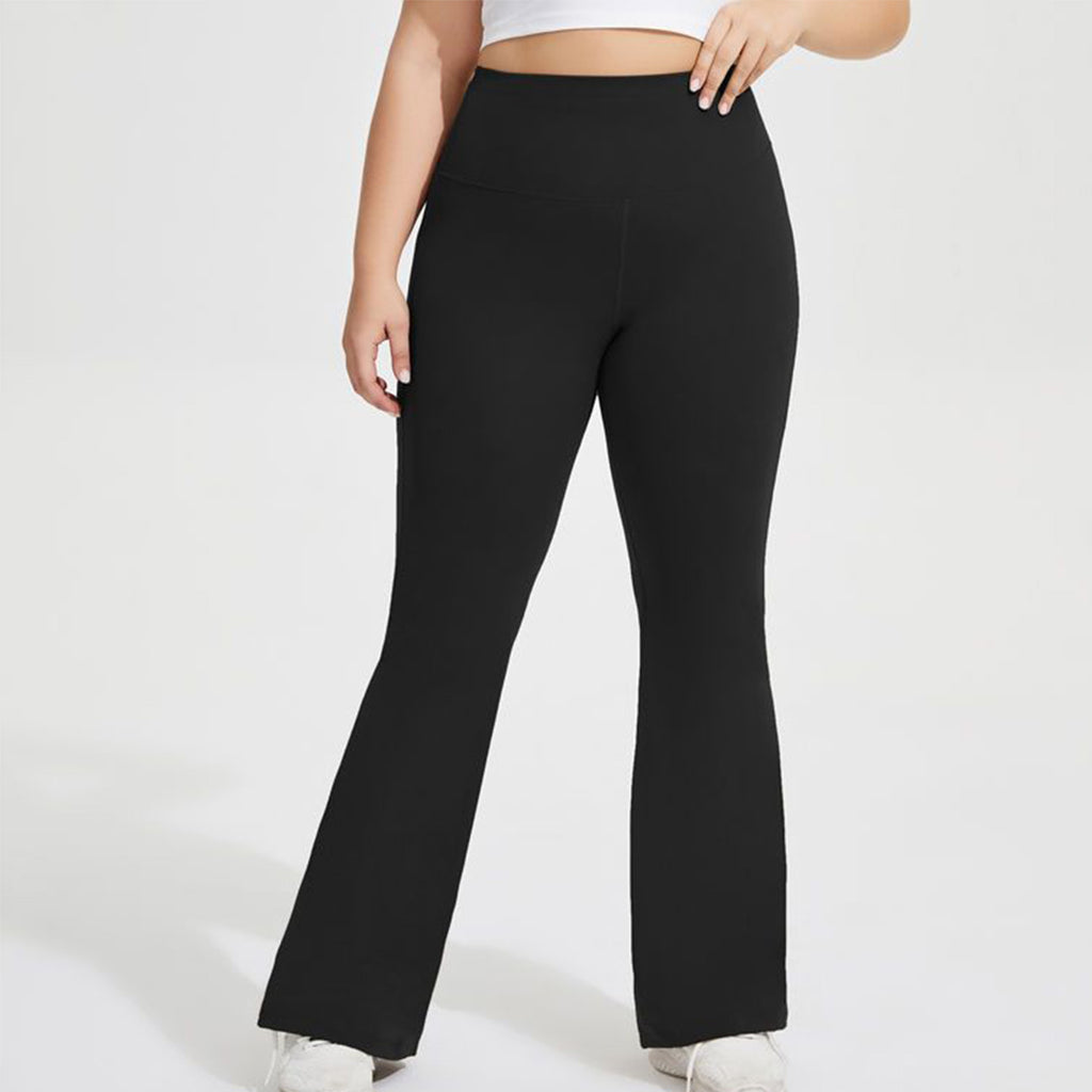 Anna-Kaci Women's High Waist Flare Leggings with Wide Waistband Stretch Fit and Subtle Bootcut Silhouette