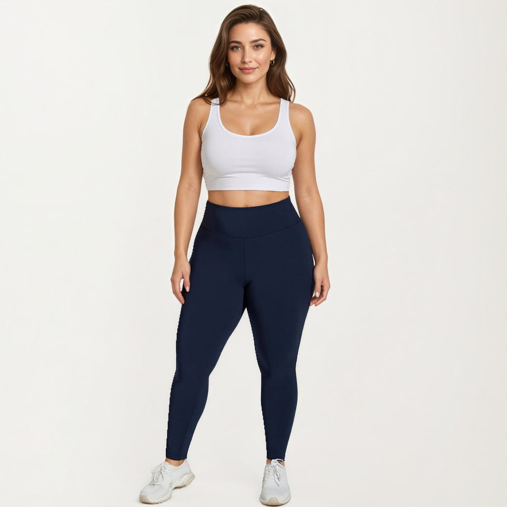 Anna-Kaci Women's High Waist Stretch Leggings with Wide Waistband Smooth Compression Fit and Full Length Silhouette