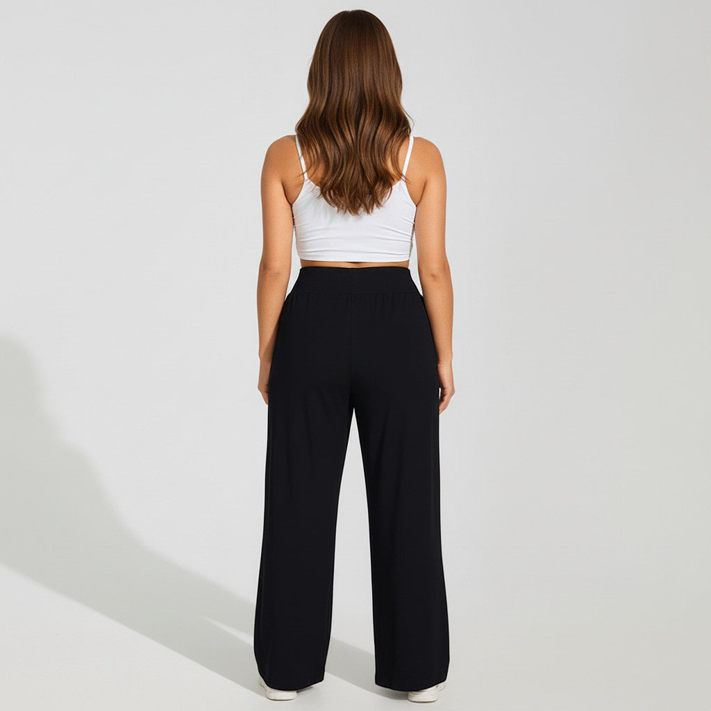 Anna-Kaci Women's High Waist Wide Leg Lounge Pants with Soft Stretch Fabric Relaxed Fit and Flowing Full Length Design