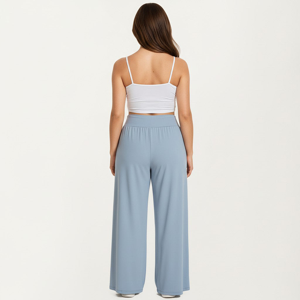 Anna-Kaci Women's High Waist Wide Leg Lounge Pants with Soft Stretch Fabric Relaxed Fit and Flowing Full Length Design