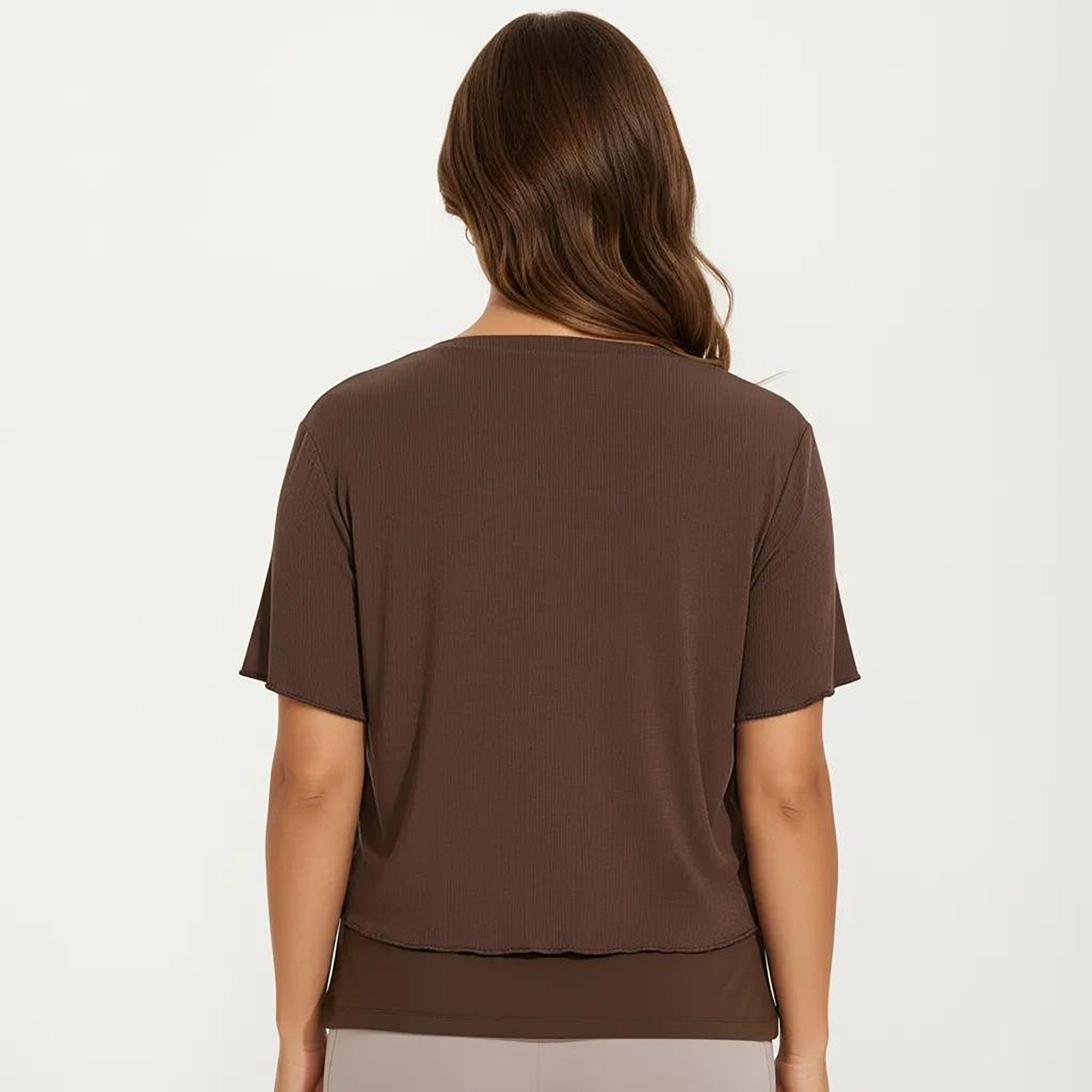 Anna-Kaci Women's Short Sleeve Ruched Front Top with Adjustable Drawstring Soft Layered Fabric and Relaxed Fit