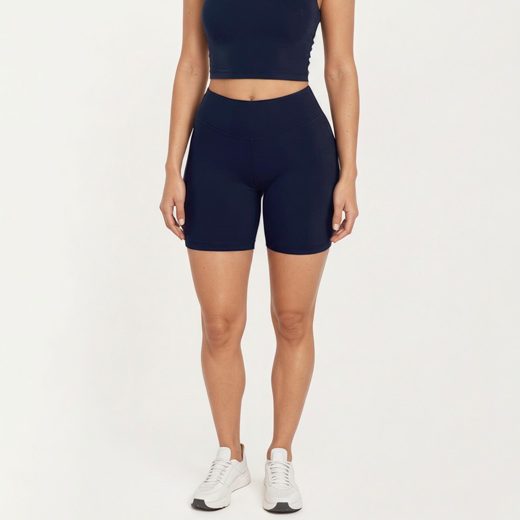 Anna-Kaci Women's High Waist Bike Shorts with Smooth Stretch Fabric Supportive Fit and Mid Length Design