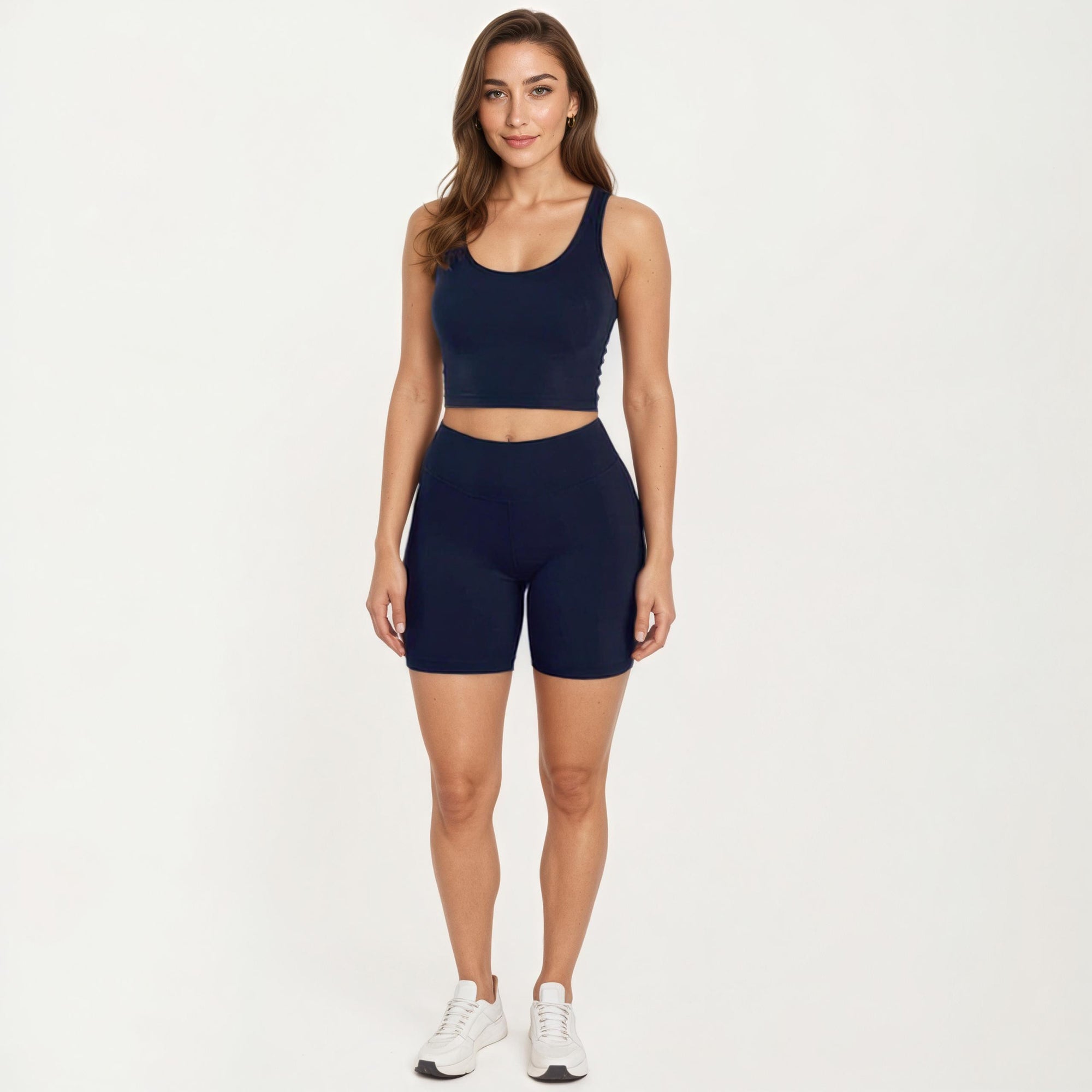 Anna-Kaci Women's High Waist Bike Shorts with Smooth Stretch Fabric Supportive Fit and Mid Length Design