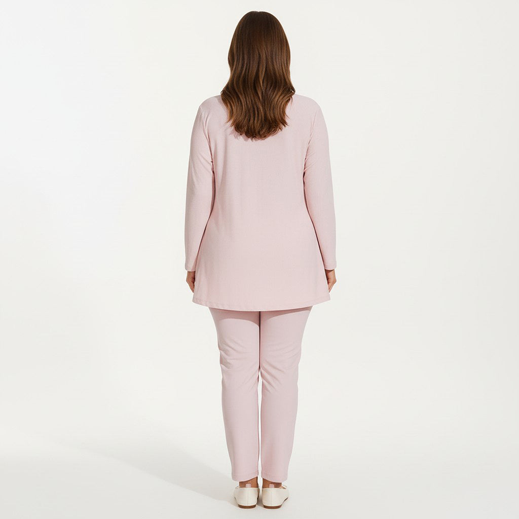 Anna-Kaci Women's Long Sleeve Textured Tunic Top with Crew Neck Relaxed Fit and Flattering Seam Detail