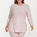 Anna-Kaci Women's Long Sleeve Textured Tunic Top with Crew Neck Relaxed Fit and Flattering Seam Detail