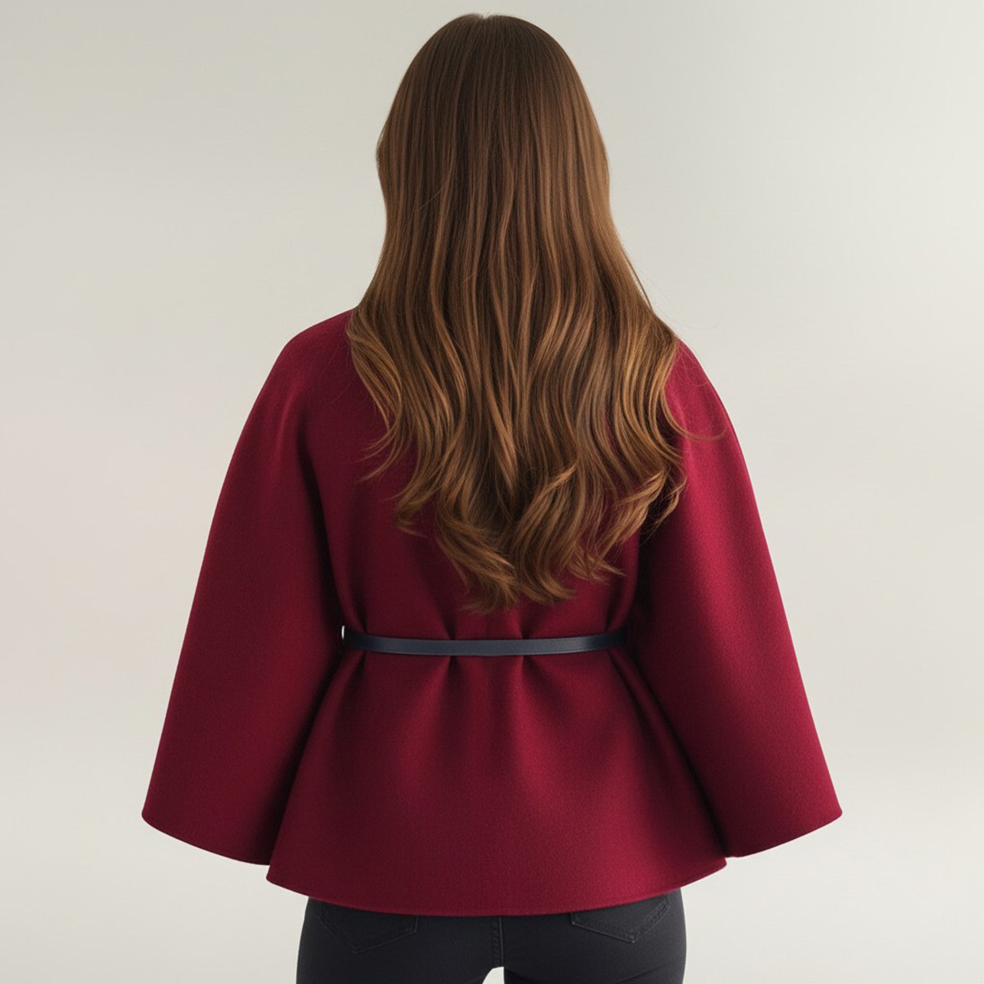 Anna-Kaci Womens Structured Cape Style Top with High Neck and Waist Belt