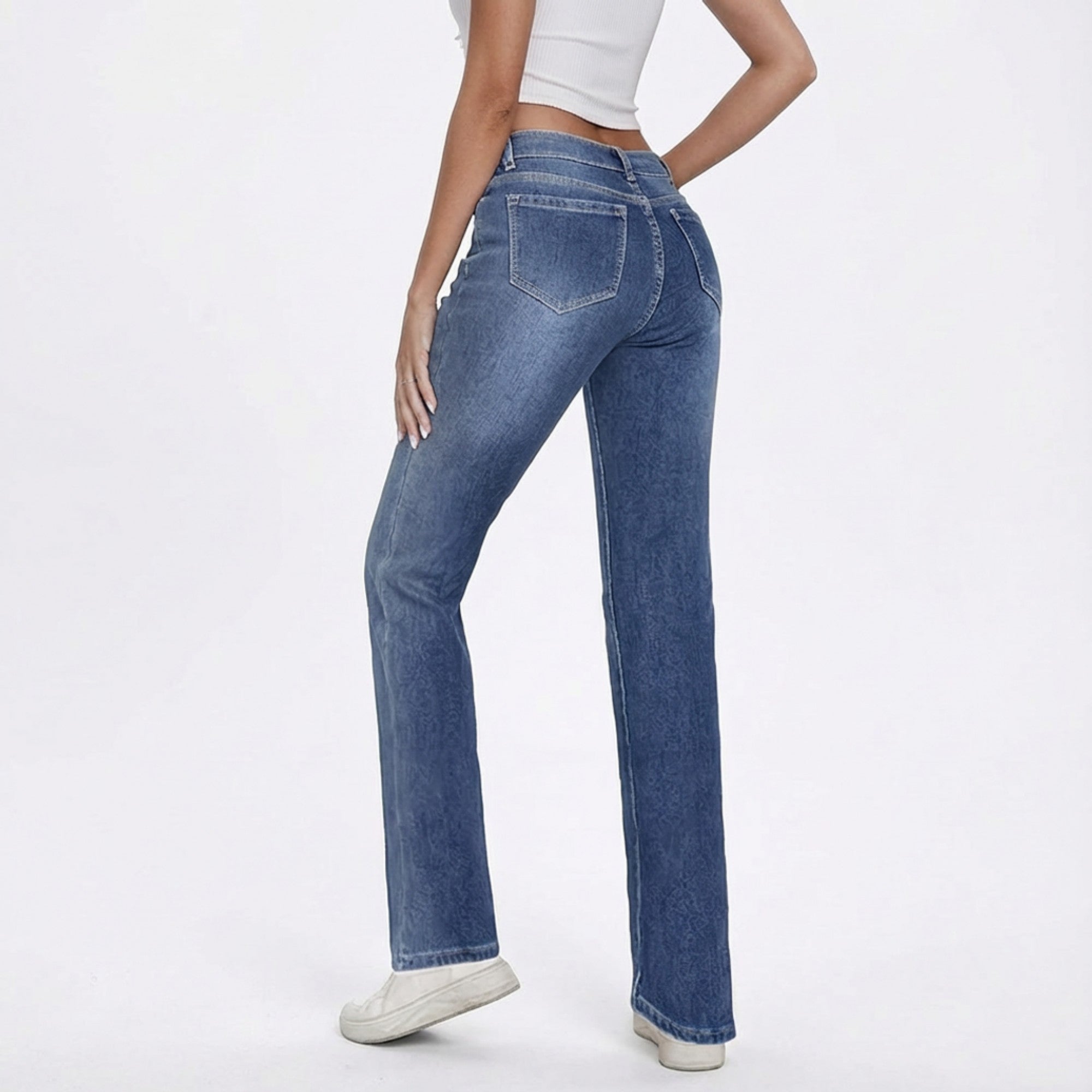 Anna-Kaci Women's Straight Leg Fleece Lined Denim Jeans with Mid Rise Fit and Soft Interior
